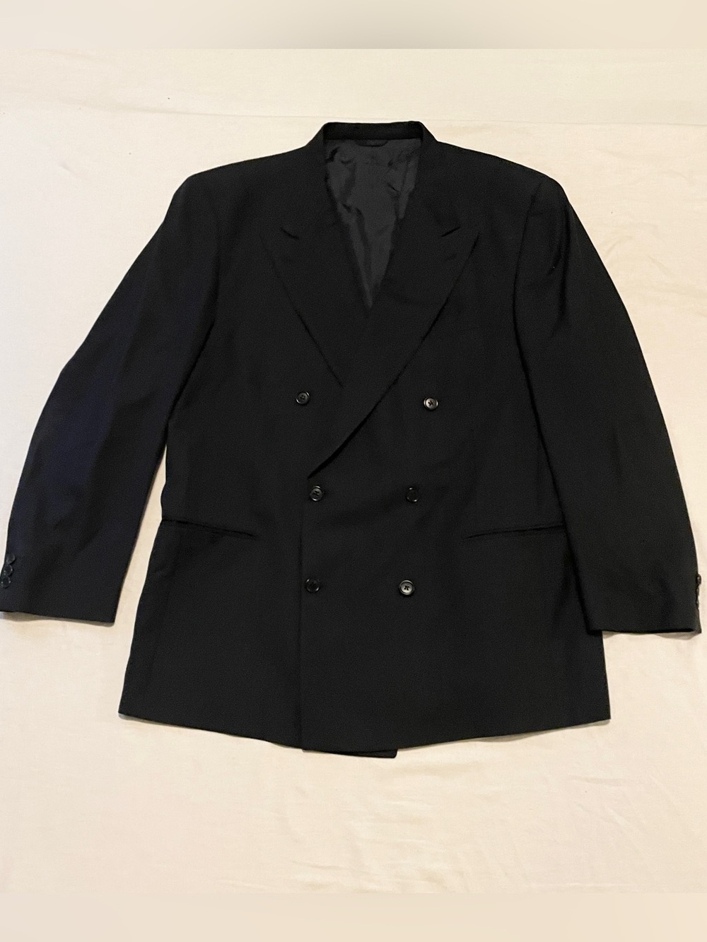 Nino Cerruti Italy Black Wool Double Breasted Blazer Jacket EU 58R US 48R